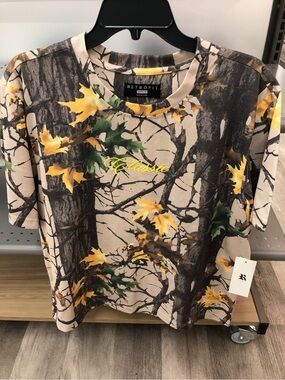 NEW RETROFIT Camo Boxy Tee Shirt Tan Medium Men's UNISEX